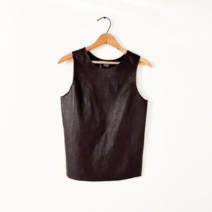 Vince Lamb Leather/Silk Black Tank Top - Size 6